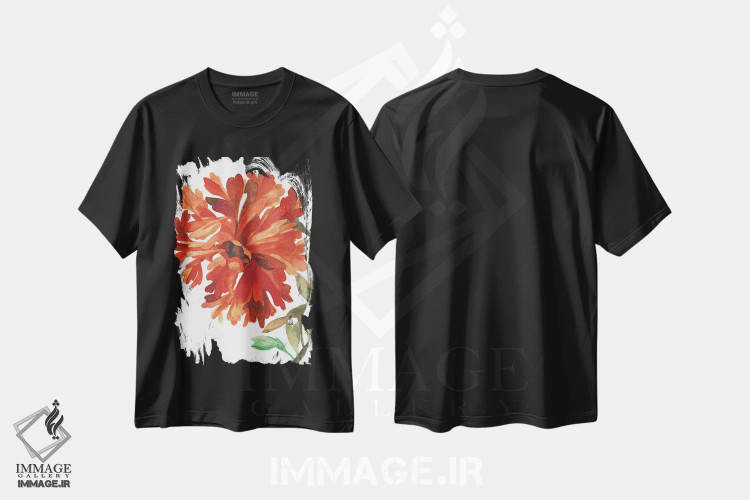 تیشرت مشکی طرح دار کوکب قرمز وحشی، دکور معاصر اثر کیم پارکر | فروشگاه ایماژ