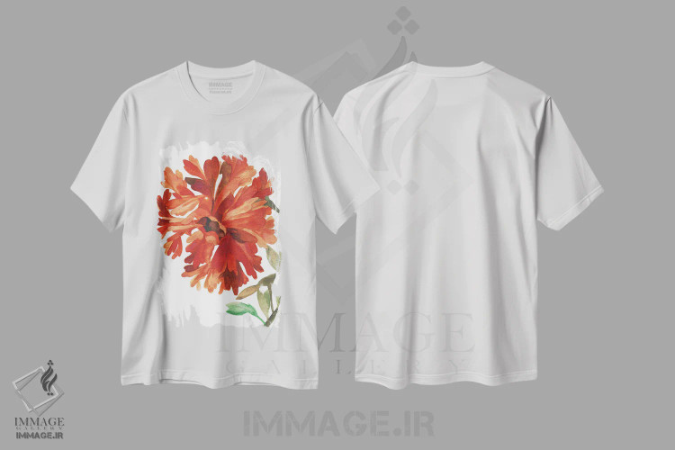 تیشرت سفید طرح دار کوکب قرمز وحشی، دکور معاصر اثر کیم پارکر | immage.ir