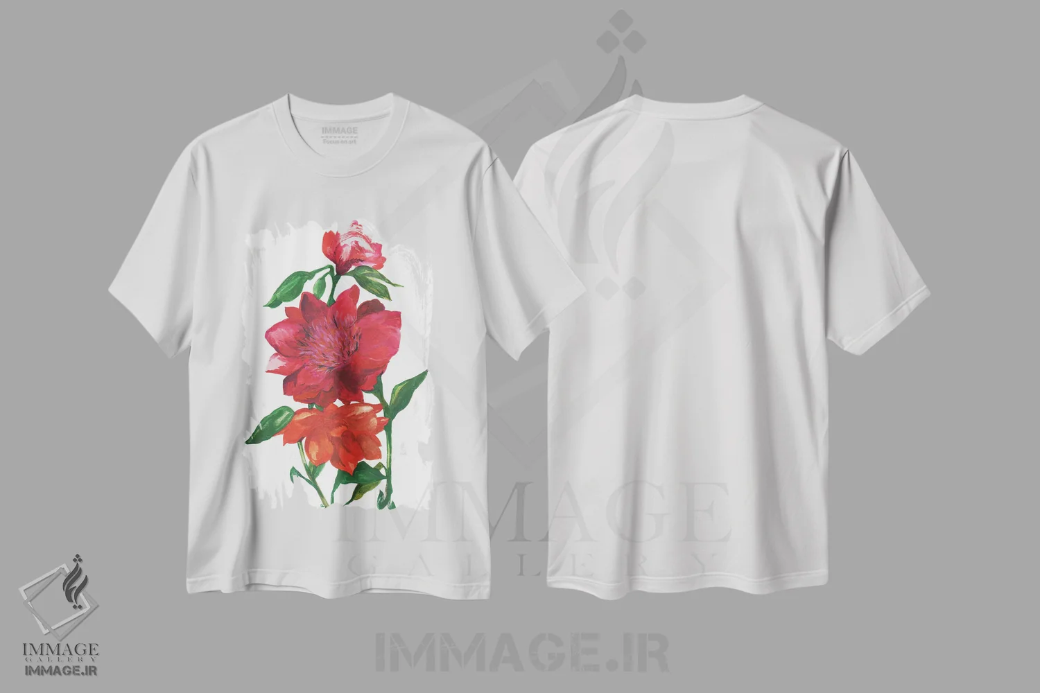 تیشرت سفید طرح دار سه گل رز وحشی، دکور معاصر اثر کیم پارکر | immage.ir