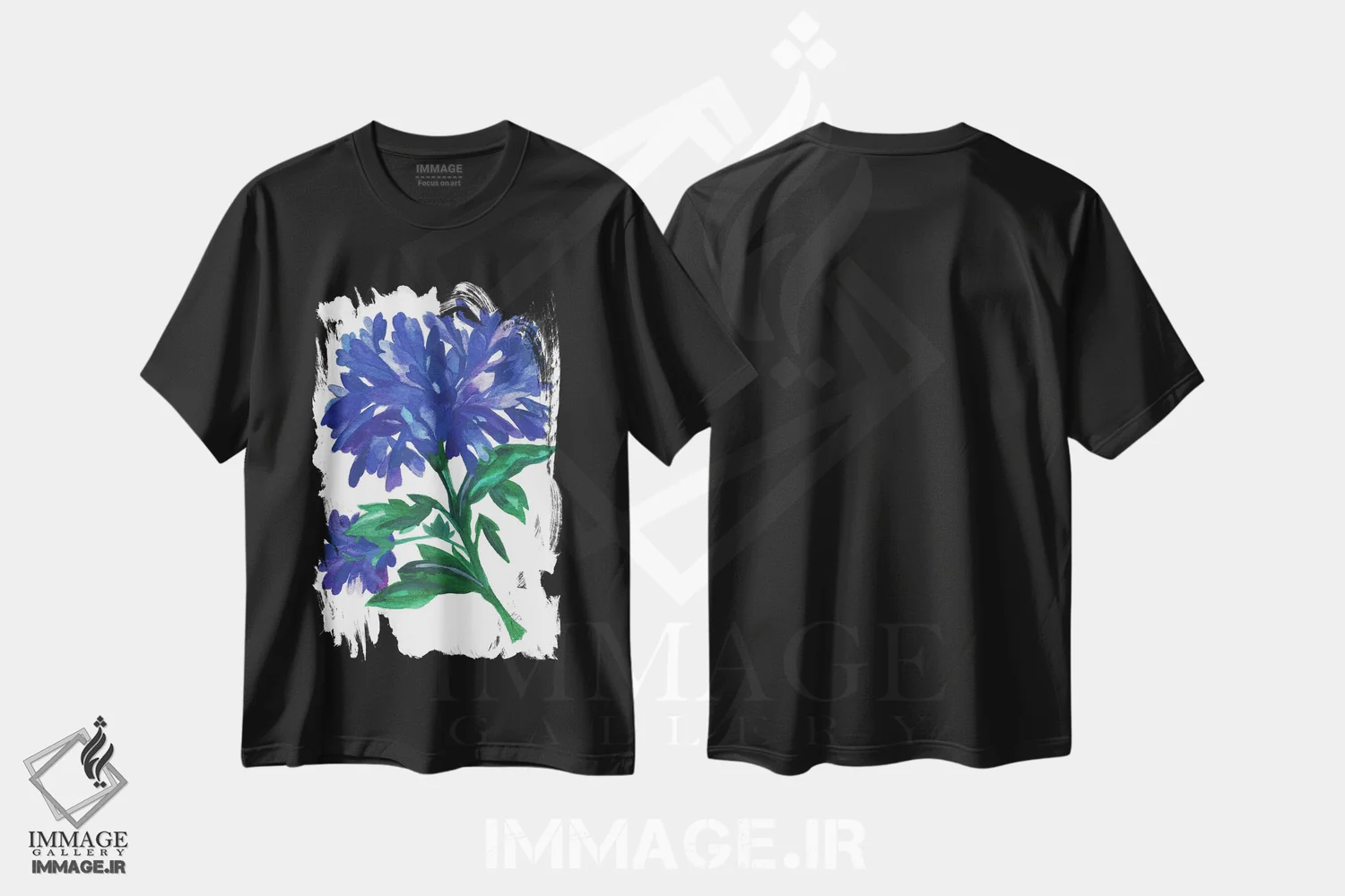 تیشرت مشکی طرح دار زینیاهای آبی سلطنتی، دکور معاصر اثر کیم پارکر | immage.ir
