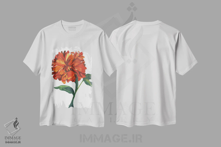 تیشرت سفید طرح دار کوکب نارنجی وحشی، دکور معاصر اثر کیم پارکر | immage.ir