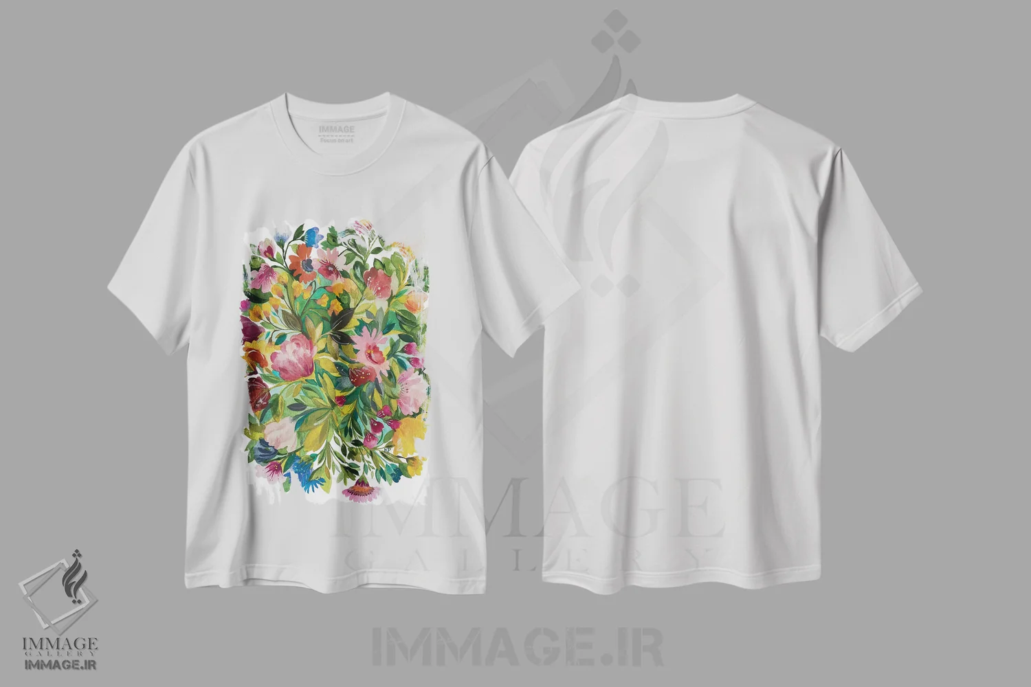 تیشرت سفید طرح دار گل کیم پارکر ۳۴۳۸، دکور معاصر اثر کیم پارکر | فروشگاه ایماژ