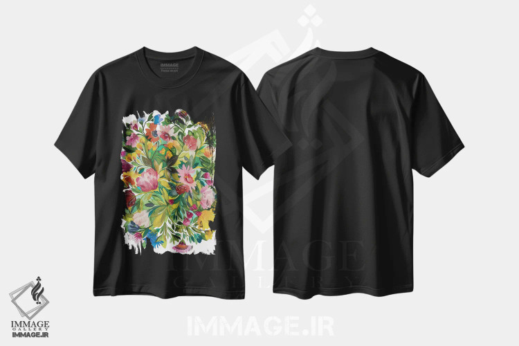 تیشرت مشکی طرح دار گل کیم پارکر ۳۴۳۸، دکور معاصر اثر کیم پارکر | immage.ir