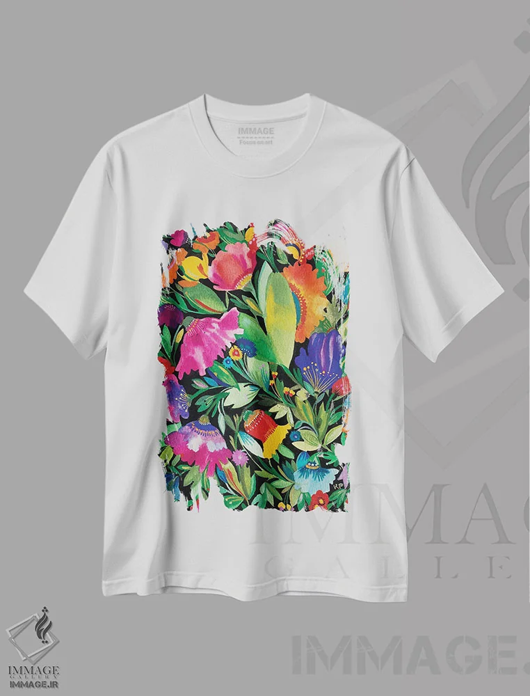 تیشرت سفید طرح دار گل کیم پارکر ۳۴۳۹، دکور معاصر اثر کیم پارکر | immage.ir