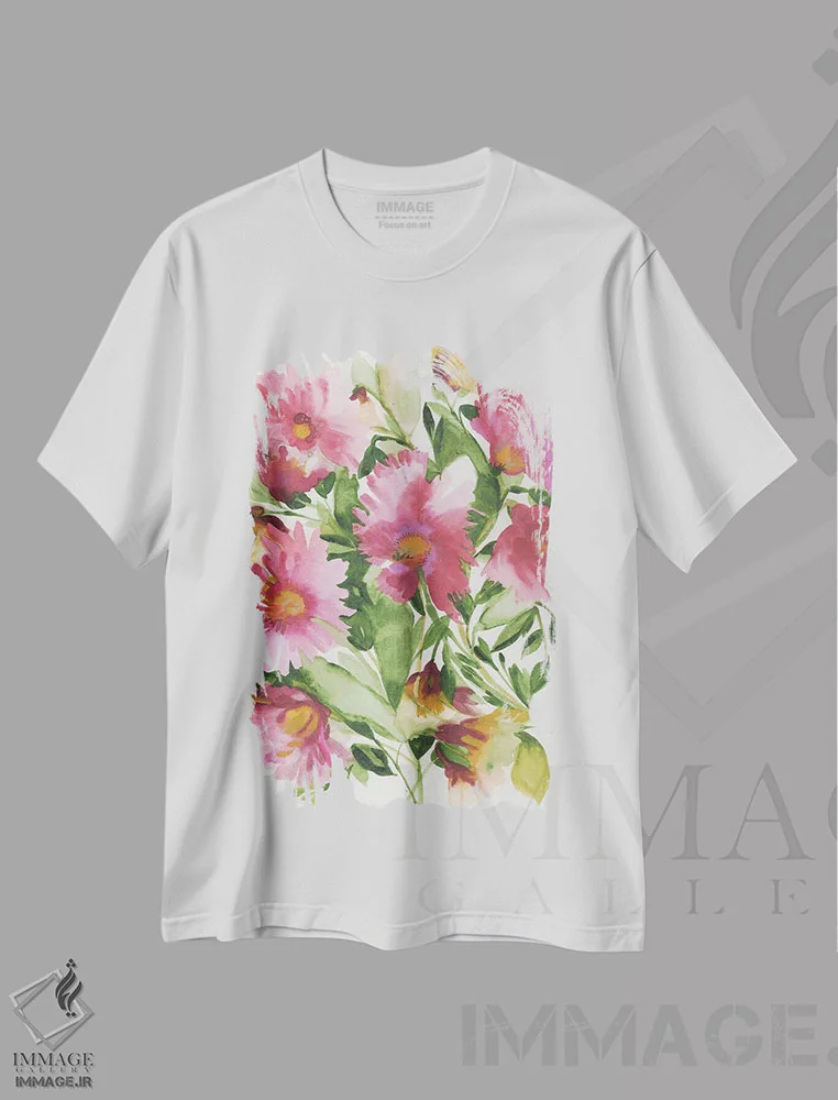 تیشرت سفید طرح دار دسته گل ونسا، دکور معاصر اثر کیم پارکر | immage.ir