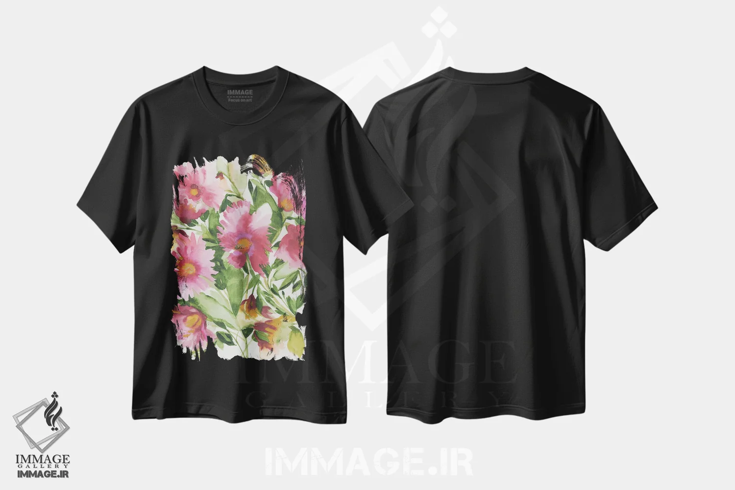 تیشرت مشکی طرح دار دسته گل ونسا، دکور معاصر اثر کیم پارکر | فروشگاه ایماژ