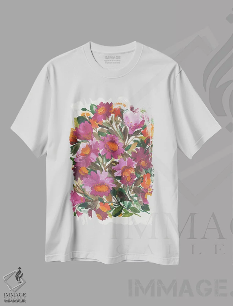 تیشرت سفید طرح دار اکیناسه، دکور معاصر اثر کیم پارکر | فروشگاه ایماژ