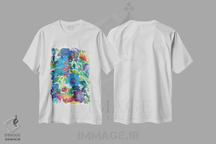 تیشرت سفید طرح دار زینیاهای کبالت، دکور معاصر اثر کیم پارکر | فروشگاه ایماژ
