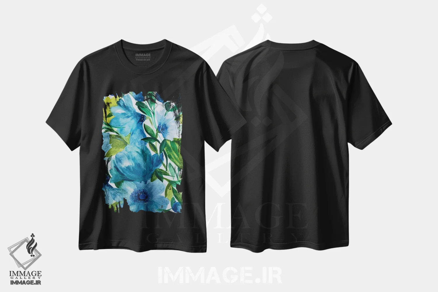 تیشرت مشکی طرح دار جزئیات باغ آبی II، دکور معاصر اثر کیم پارکر | immage.ir