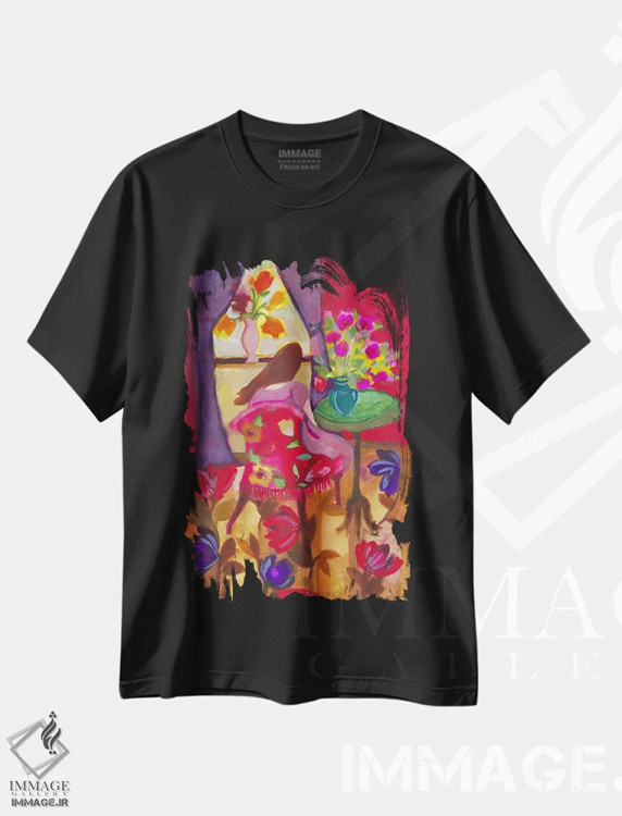 تیشرت مشکی طرح دار کنار پنجره، دکور معاصر اثر کیم پارکر | immage.ir