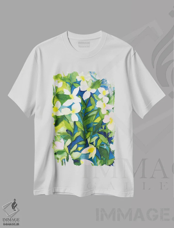 تیشرت سفید طرح دار شقایق های ژاپنی XXII، دکور آسیایی اثر کیم پارکر | immage.ir