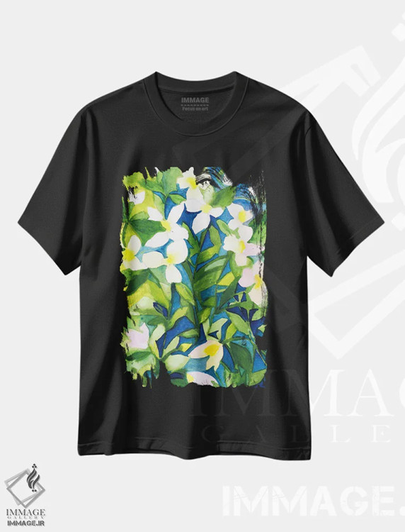 تیشرت مشکی طرح دار شقایق های ژاپنی XXII، دکور آسیایی اثر کیم پارکر | فروشگاه ایماژ