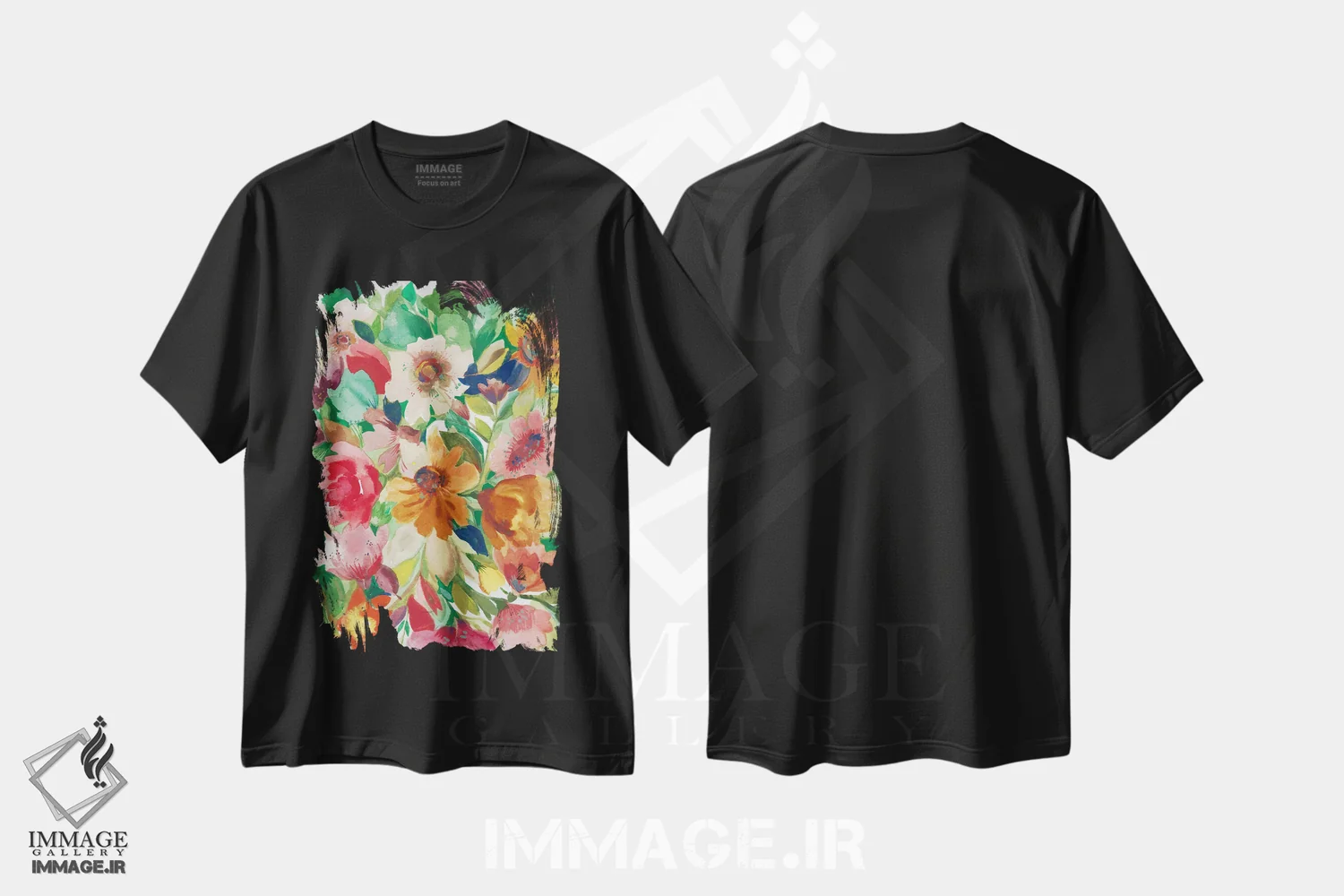 تیشرت مشکی طرح دار دسته گل باغ پاییزی، دکور معاصر اثر کیم پارکر | immage.ir