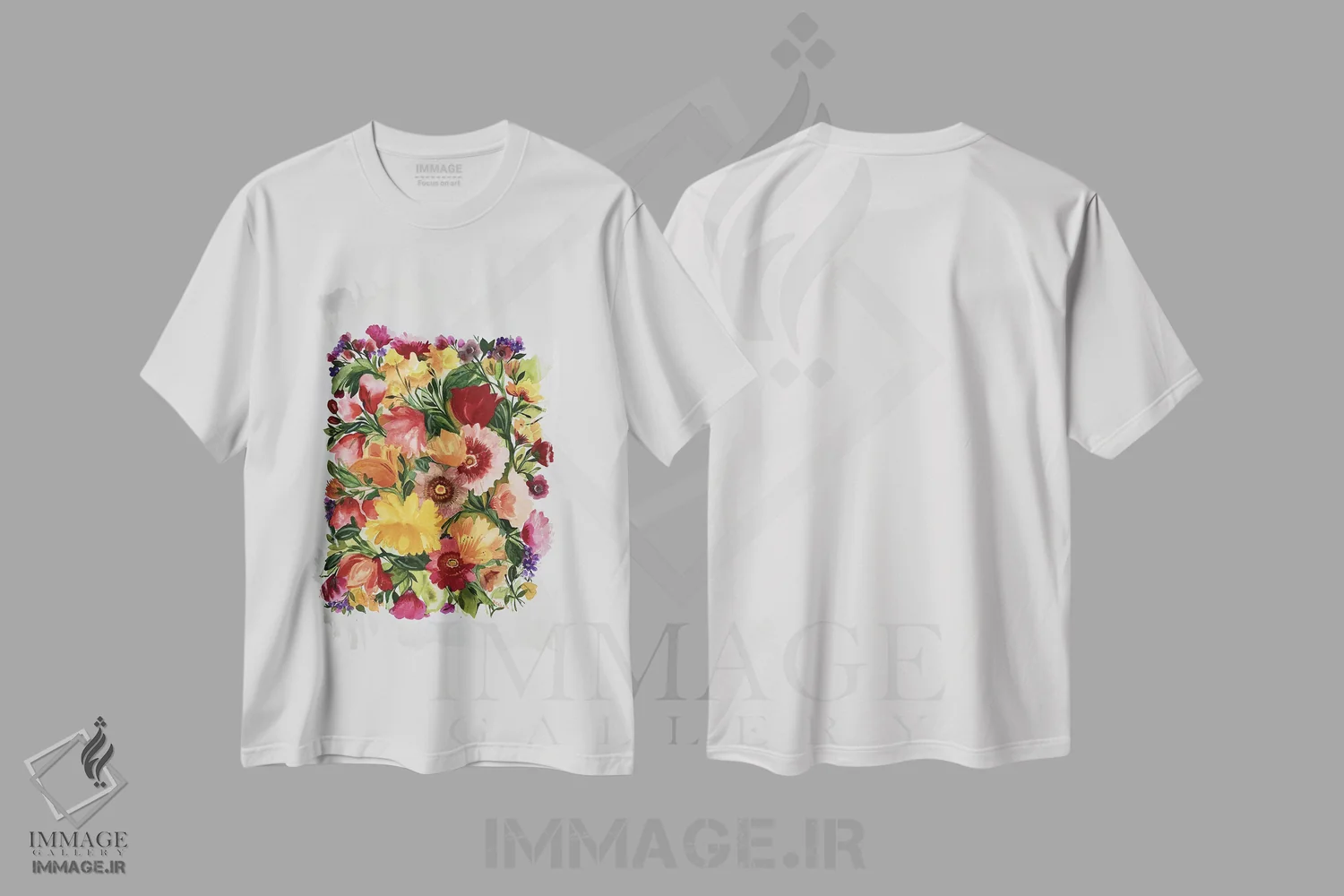 تیشرت سفید طرح دار دسته گل دسامبر، مدیوم اثر کیم پارکر | فروشگاه ایماژ