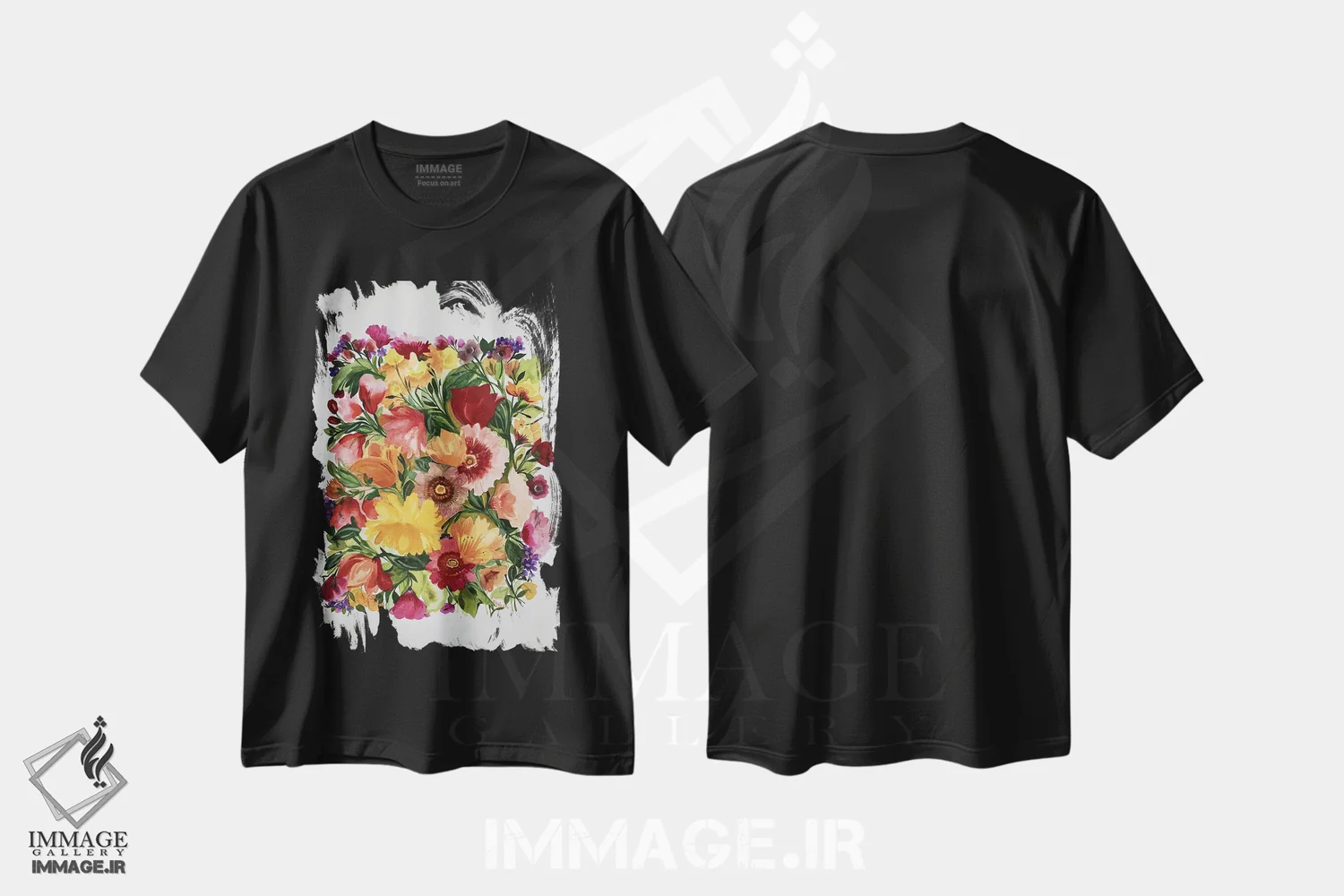 تیشرت مشکی طرح دار دسته گل دسامبر، مدیوم اثر کیم پارکر | immage.ir