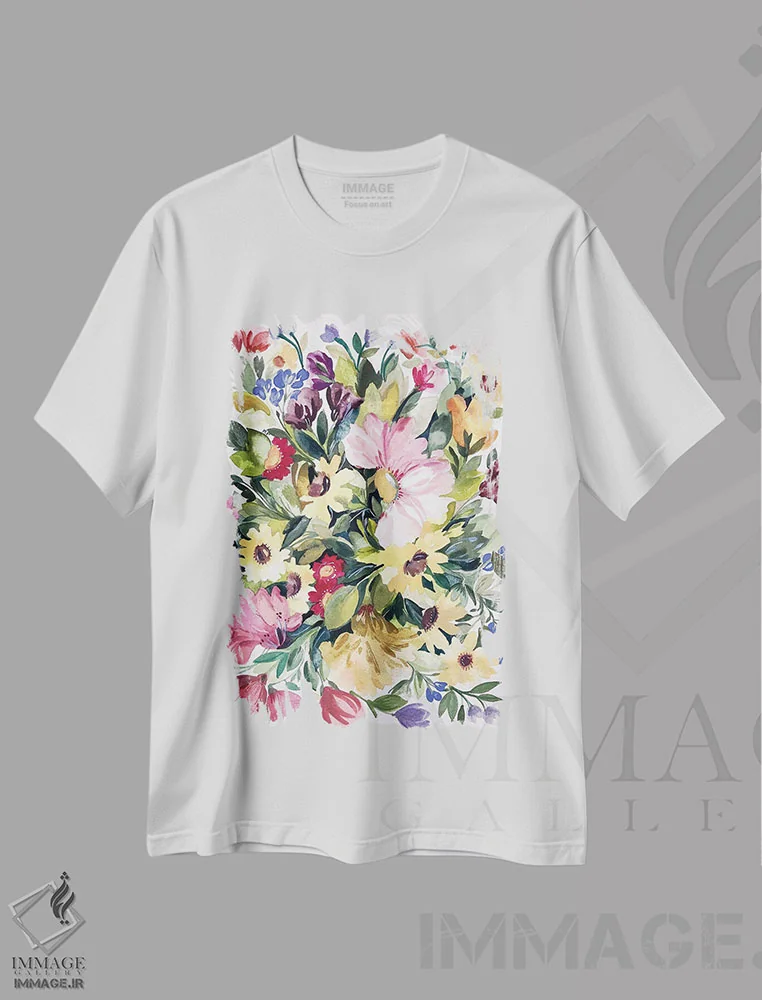 تیشرت سفید طرح دار گل های وحشی II اثر کیم پارکر | immage.ir