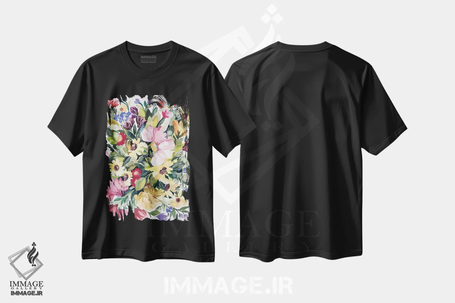 تیشرت مشکی طرح دار گل های وحشی II اثر کیم پارکر | فروشگاه ایماژ