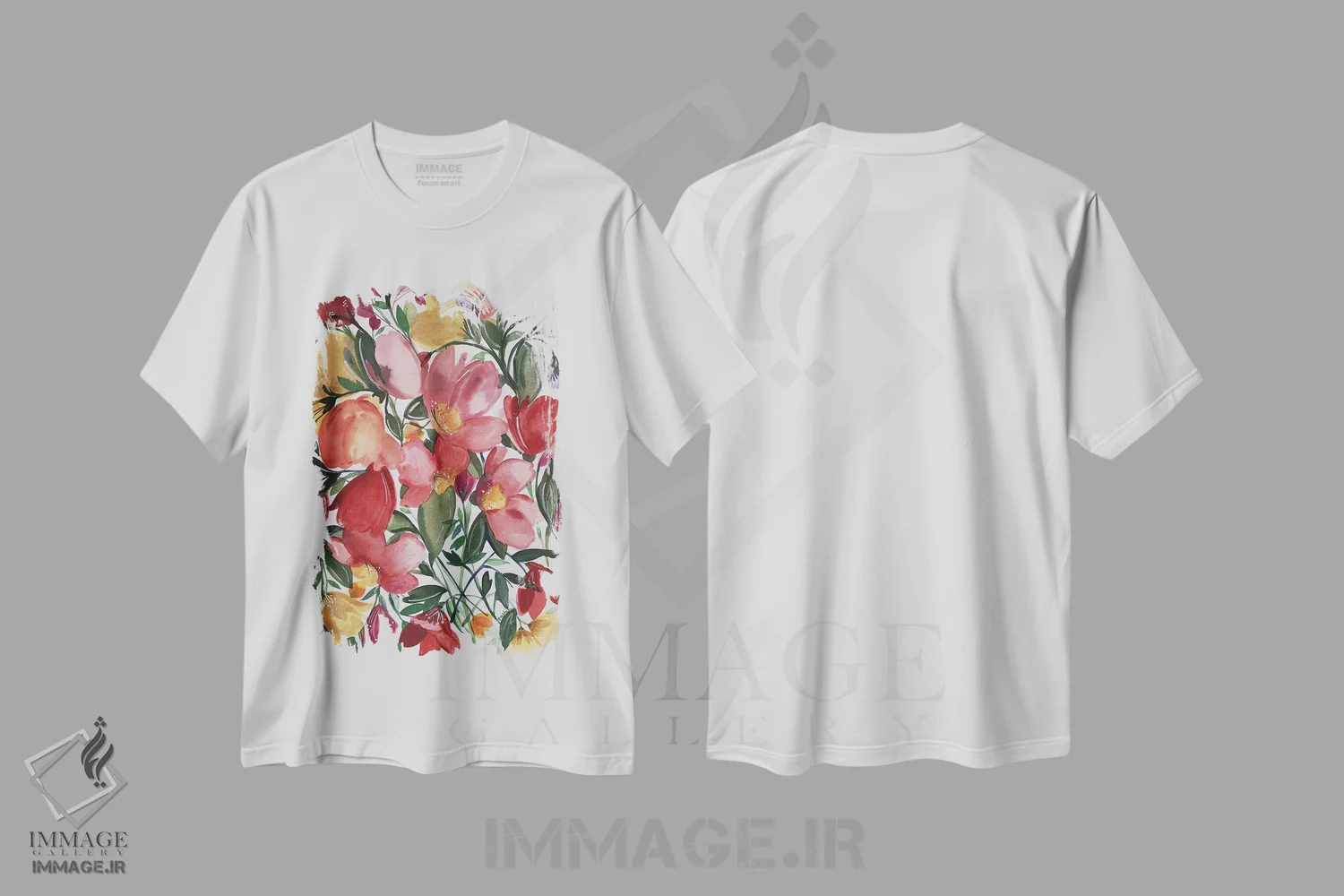 تیشرت سفید طرح دار شقایق های سرخ اثر کیم پارکر | immage.ir