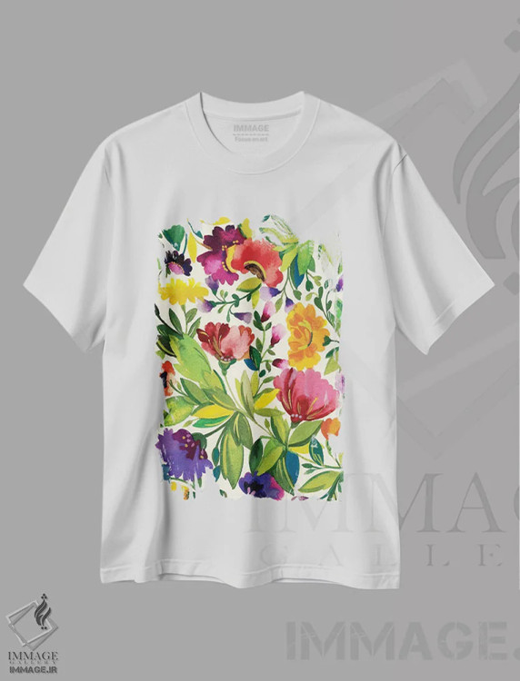 تیشرت سفید طرح دار دسته گل سپتامبر، تزئینی اثر کیم پارکر | immage.ir