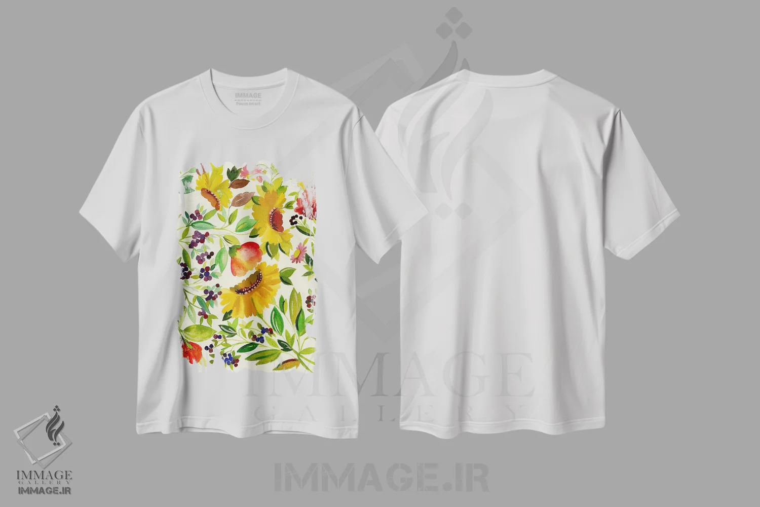 تیشرت سفید طرح دار گل های آفتابگردان، تزئینی اثر کیم پارکر | immage.ir