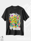 تیشرت مشکی طرح دار دسته گل اواخر تابستان، تزئینی اثر کیم پارکر | فروشگاه ایماژ