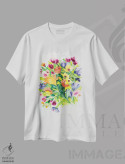 تیشرت سفید طرح دار دسته گل پاییزی، تزئینی اثر کیم پارکر | immage.ir