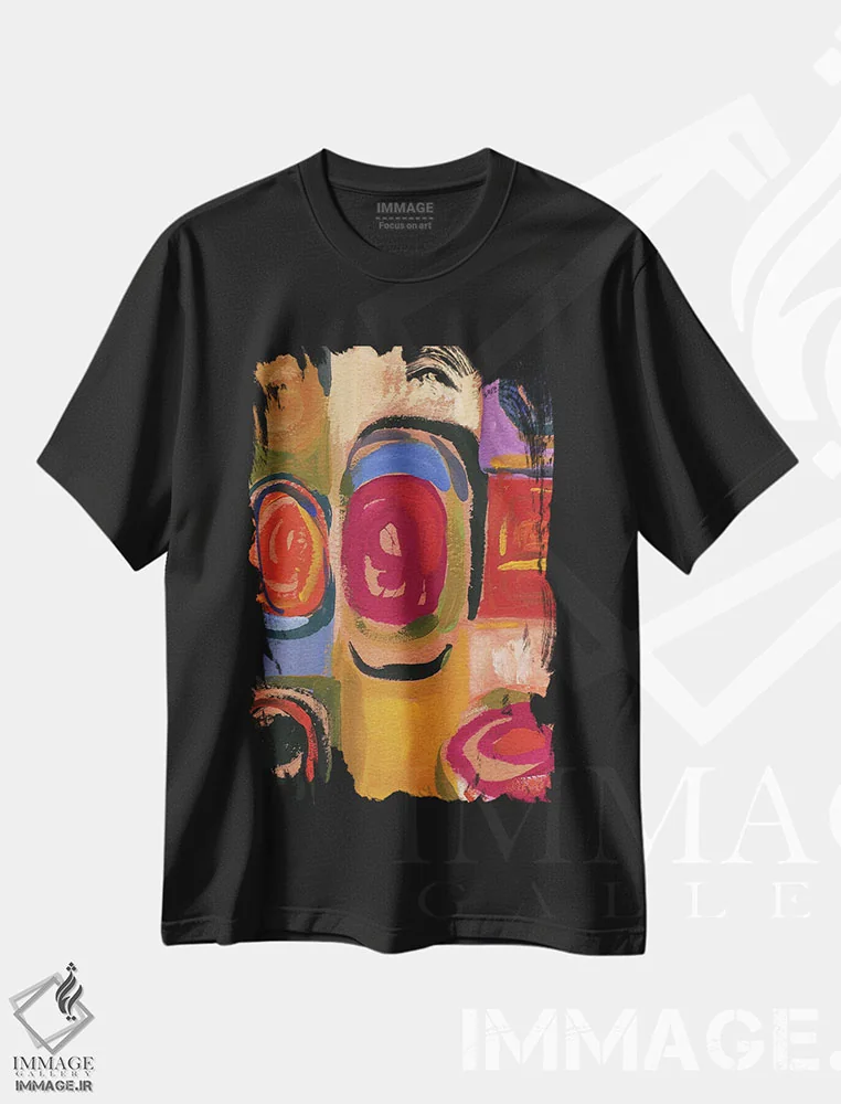 تیشرت مشکی طرح دار دایره های ۰۸ اثر کیم پارکر | فروشگاه ایماژ