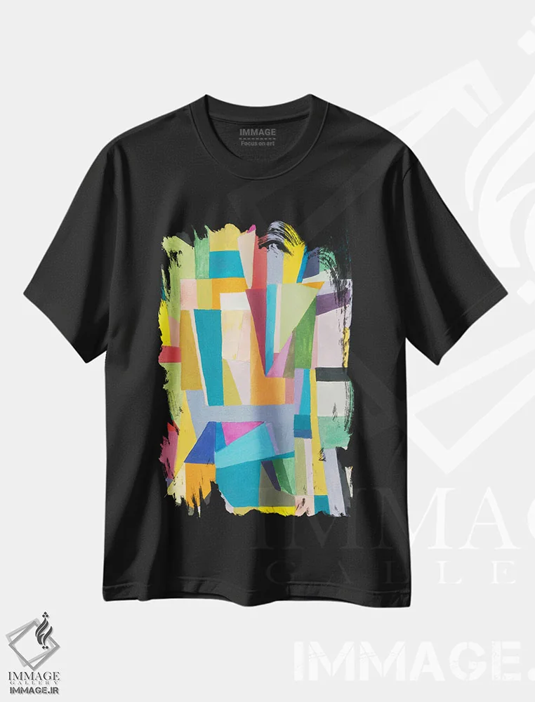 تیشرت مشکی طرح دار بارسلونا، آبستره اثر کیم پارکر | فروشگاه ایماژ