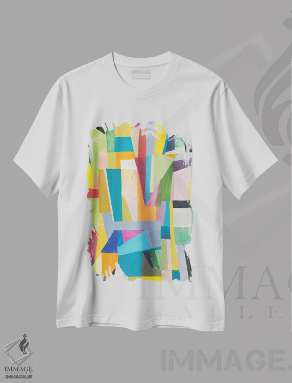 تیشرت سفید طرح دار بارسلونا، آبستره اثر کیم پارکر | immage.ir