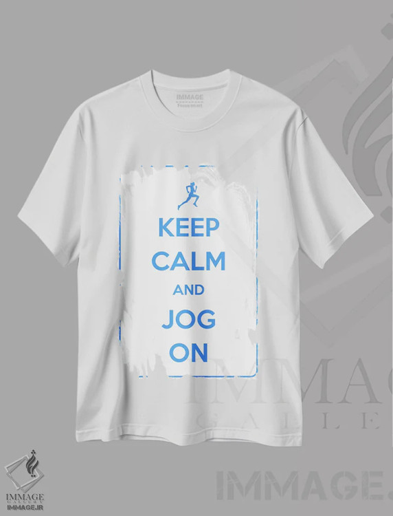 تیشرت سفید طرح دار آرام باش و بدو، تزئینی اثر فایو بای فایو کالکتیو | فروشگاه ایماژ