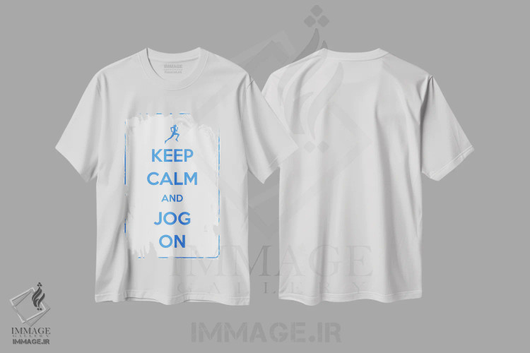 تیشرت سفید طرح دار آرام باش و بدو، تزئینی اثر فایو بای فایو کالکتیو | فروشگاه ایماژ