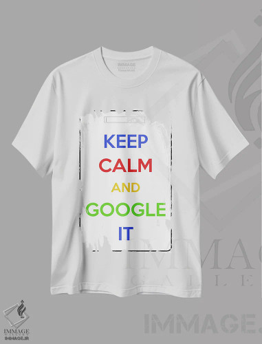 تیشرت سفید طرح دار آرام باش و در گوگل جستجو کن، تزئینی اثر فایو بای فایو کالکتیو | فروشگاه ایماژ