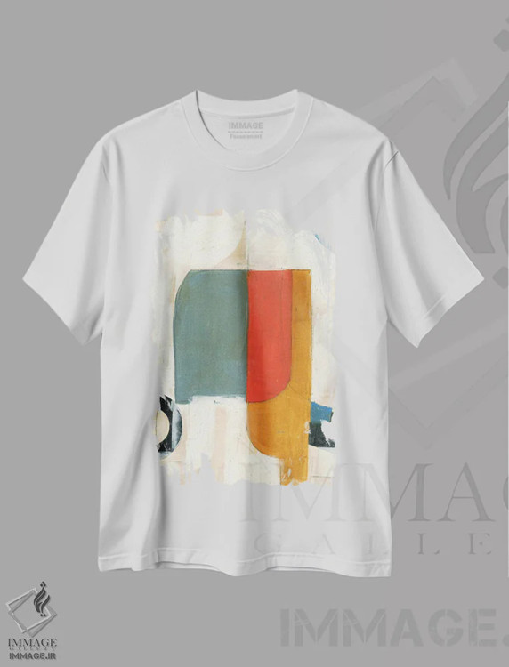 تیشرت سفید طرح دار گفت وگوها III، آبستره اثر کیپی لئونارد | immage.ir