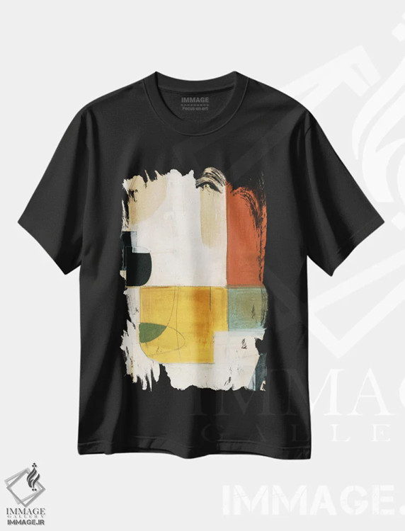 تیشرت مشکی طرح دار گفت وگوها IV، آبستره اثر کیپی لئونارد | immage.ir