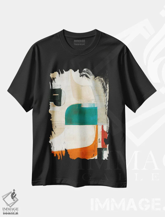 تیشرت مشکی طرح دار گفت وگوها VI، آبستره اثر کیپی لئونارد | فروشگاه ایماژ