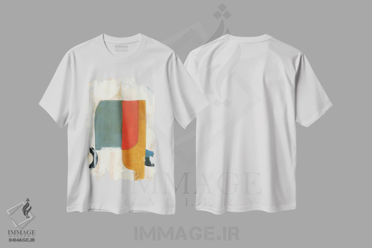 تیشرت سفید طرح دار گفت وگوها III، آبستره اثر کیپی لئونارد | immage.ir