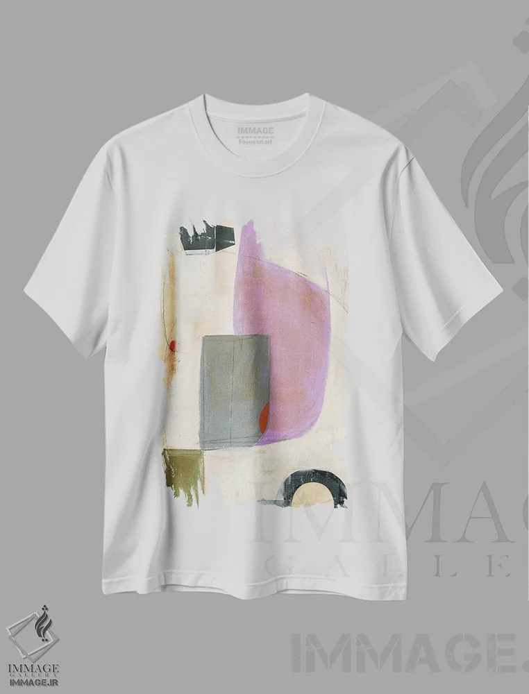 تیشرت سفید طرح دار گفت وگوها VII، آبستره اثر کیپی لئونارد | فروشگاه ایماژ