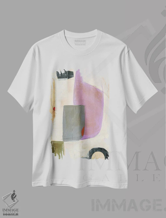 تیشرت سفید طرح دار گفت وگوها VII، آبستره اثر کیپی لئونارد | فروشگاه ایماژ
