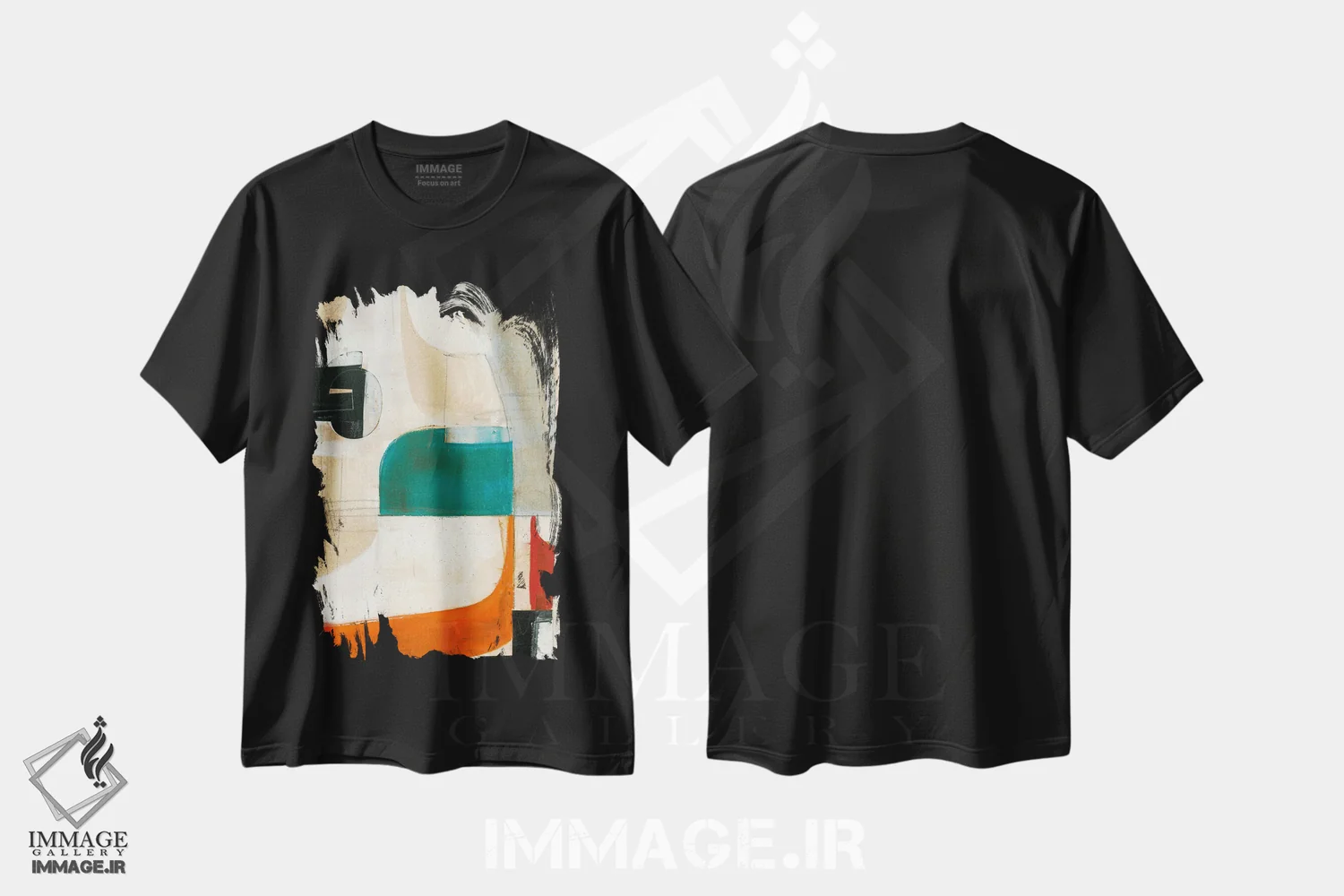 تیشرت مشکی طرح دار گفت وگوها VI، آبستره اثر کیپی لئونارد | فروشگاه ایماژ