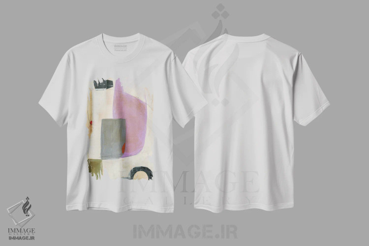 تیشرت سفید طرح دار گفت وگوها VII، آبستره اثر کیپی لئونارد | فروشگاه ایماژ