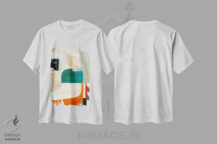 تیشرت سفید طرح دار گفت وگوها VI، آبستره اثر کیپی لئونارد | immage.ir