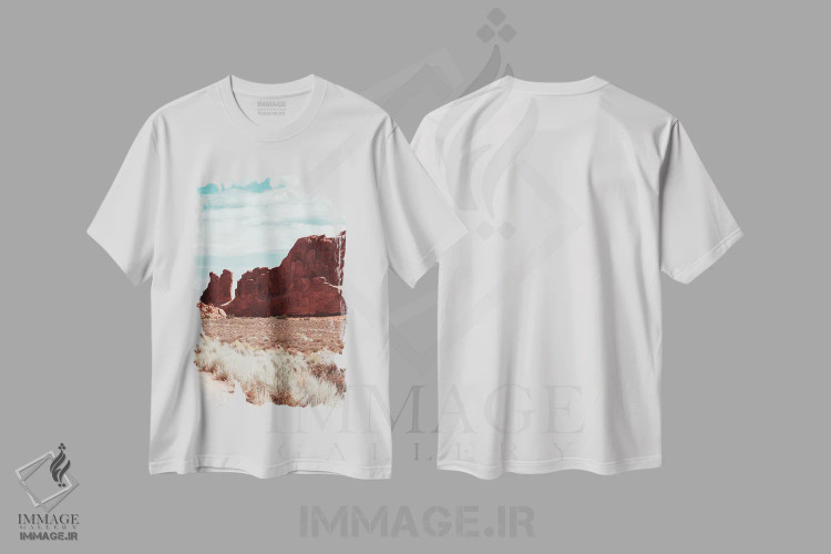 تیشرت سفید طرح دار چشم انداز آریزونا، مدیوم اثر کارن منداو | فروشگاه ایماژ