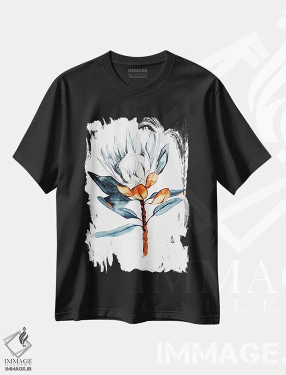 تیشرت مشکی طرح دار پروتئای پادشاه سفید، دکور معاصر اثر کارلی پرولد | فروشگاه ایماژ