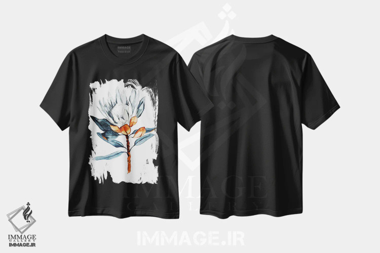 تیشرت مشکی طرح دار پروتئای پادشاه سفید، دکور معاصر اثر کارلی پرولد | فروشگاه ایماژ