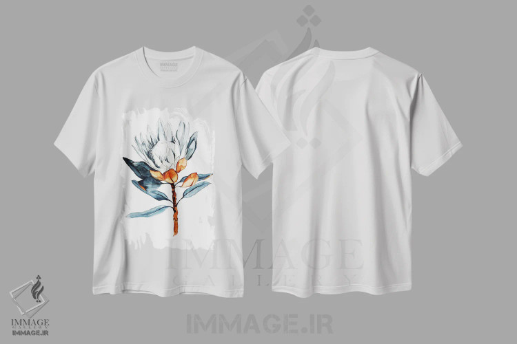 تیشرت سفید طرح دار پروتئای پادشاه سفید، دکور معاصر اثر کارلی پرولد | immage.ir