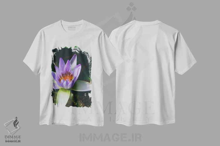 تیشرت سفید طرح دار نیلوفر آبی ذن، تزئینی اثر کارلی پرولد | immage.ir