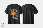 تیشرت مشکی طرح دار گل پرنده بهشت، تزئینی اثر کارلی پرولد | فروشگاه ایماژ
