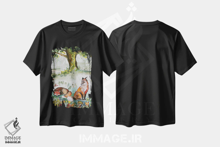 تیشرت مشکی طرح دار روباه ها، تزئینی اثر کارلی پرولد | immage.ir
