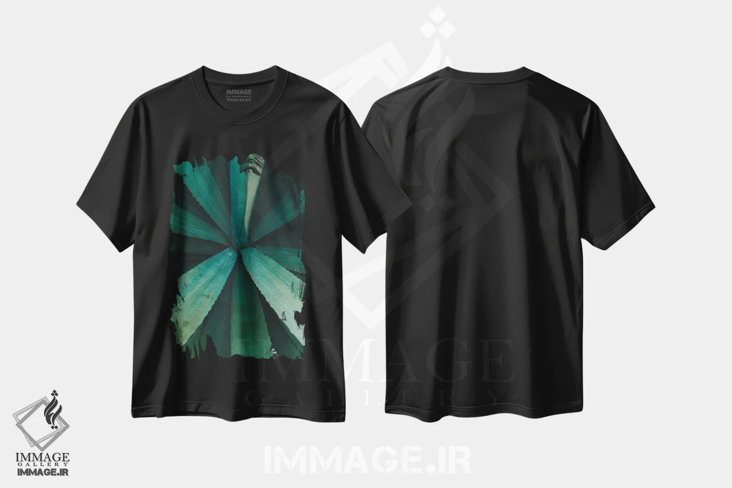 تیشرت مشکی طرح دار آلوئه ورا آبی، تزئینی اثر کارلی پرولد | immage.ir