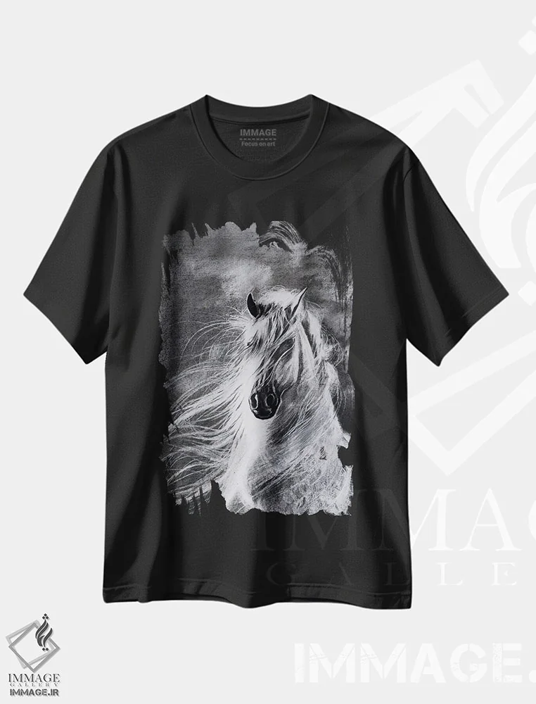 تیشرت مشکی طرح دار شدوفکس، هنر تزئینی سیاه و سفید اثر کارلی پرولد | فروشگاه ایماژ